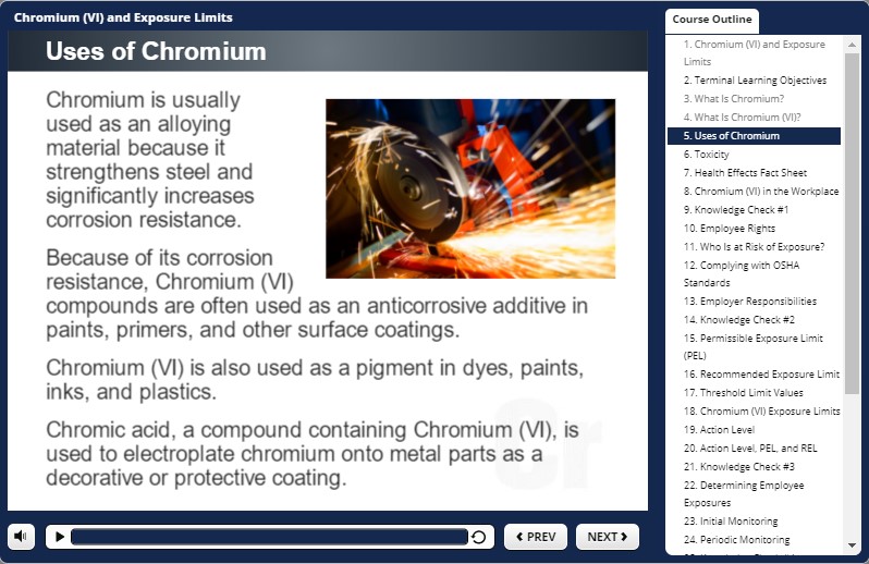 chromium uses in the workplace